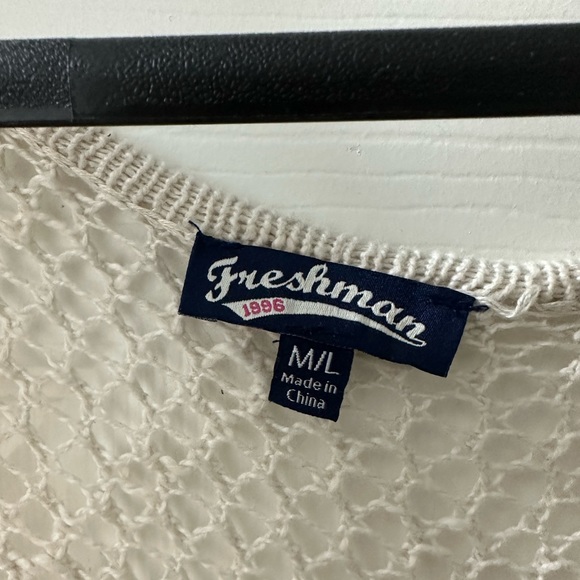 Bohemian Open-Knit Crotchet Cream Duster Cardigan, Size Medium/Large - Picture 3 of 8